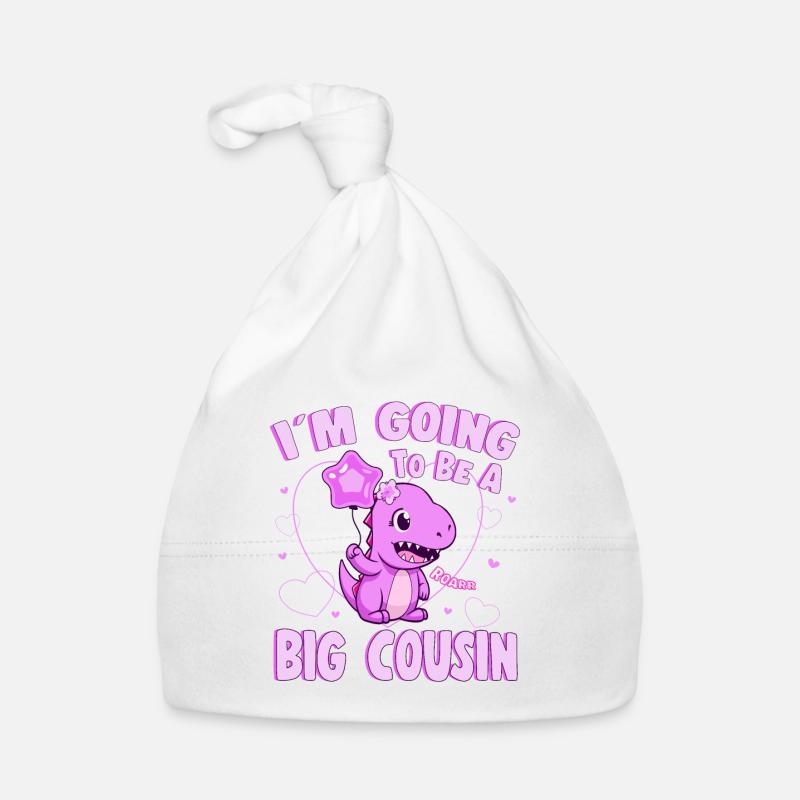 I'm Going To Be A Big Cousin Dinosaur Graphic Idea Organic Baby Cap