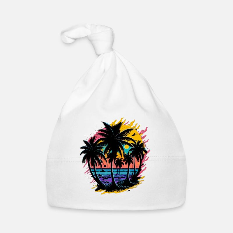 Soleil d’été Palm Tree Beach Island Bonnet bio Bébé