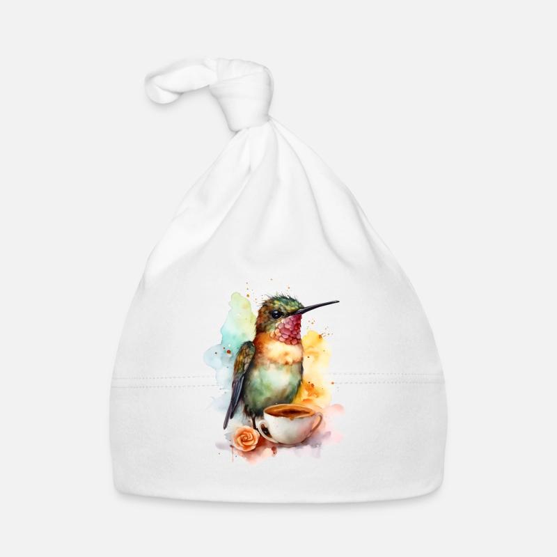 Colibri avec style aquarelle café Bonnet bio Bébé