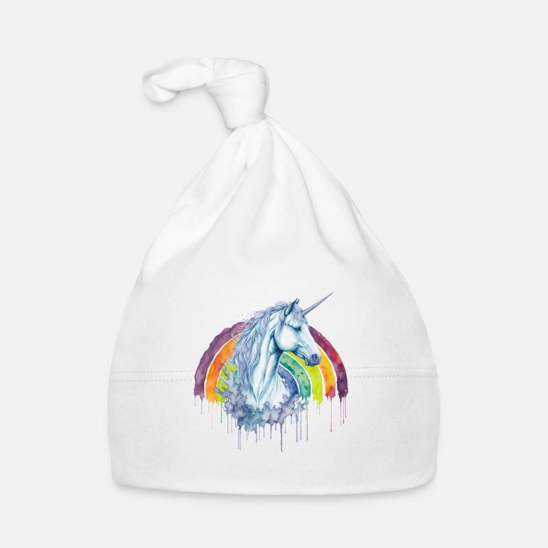 Magisches Aquarell Regenbogen Einhorn Baby Bio-Mütze