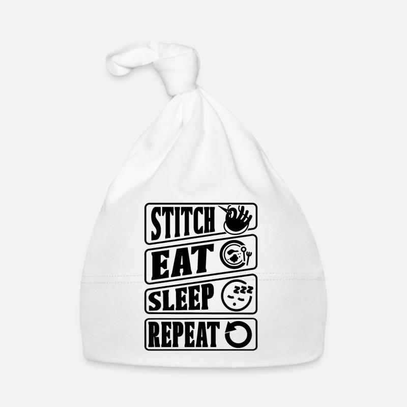 Point de croix Manger Sommeil Répéter Coudre Coudre Bonnet bio Bébé