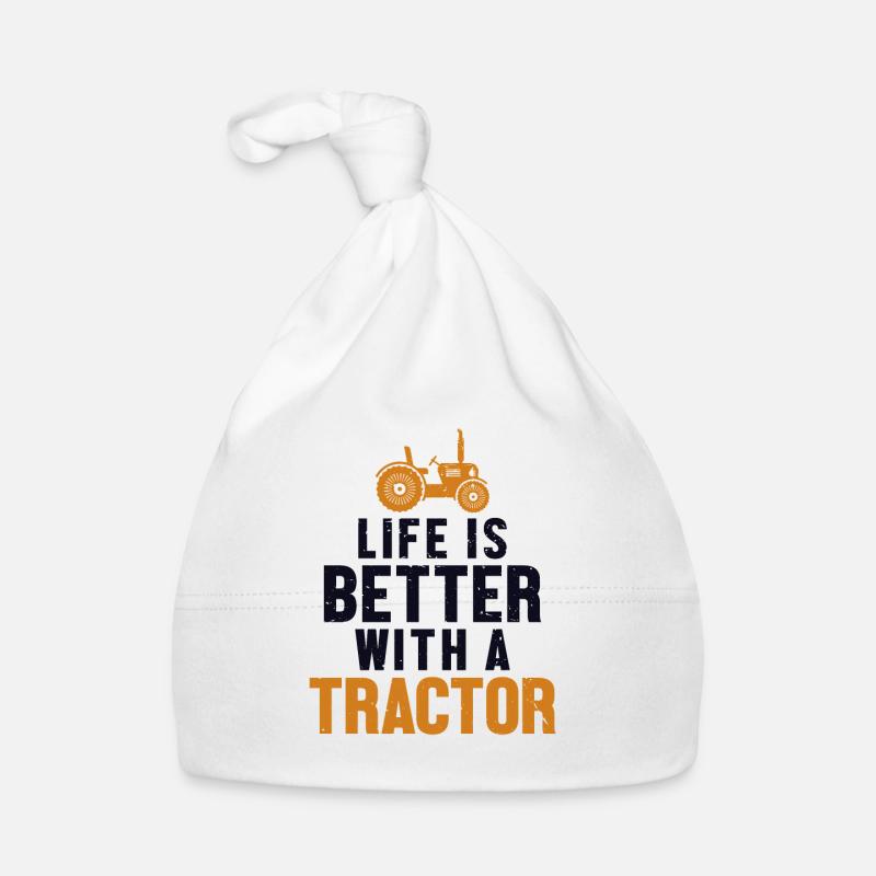 Life is Better with a Tractor Bauer Organic Baby Cap