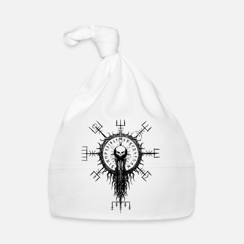 Vegvisir Skull Viking Runes Compass Occult Organic Baby Cap