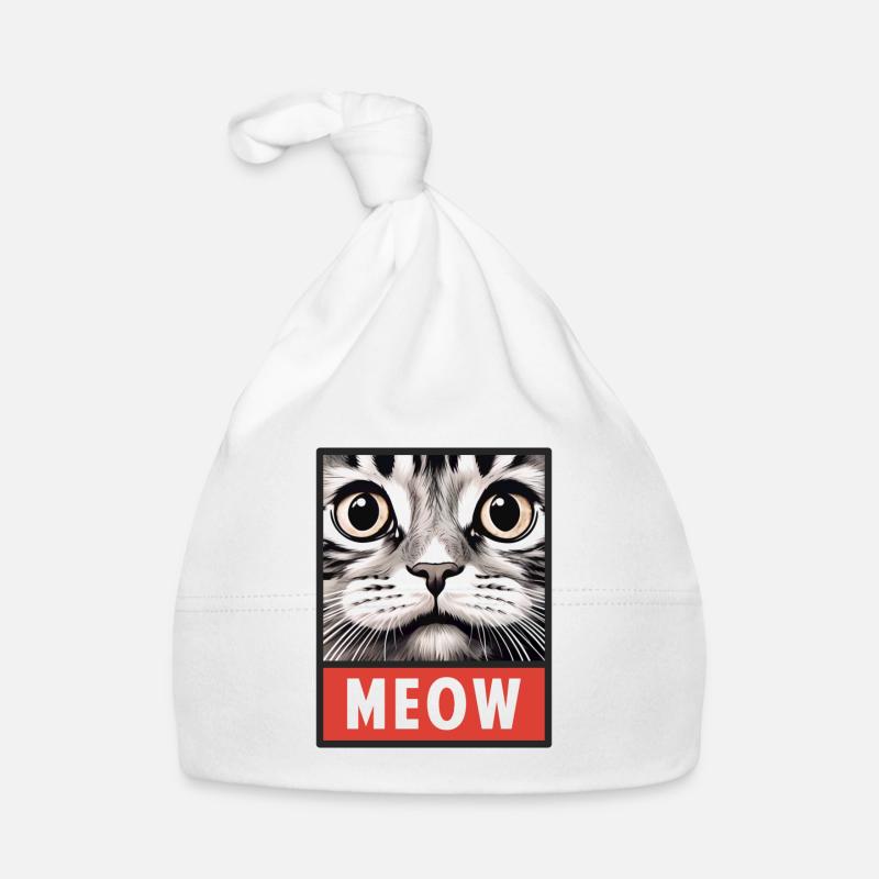 MEOW Meow Cute Cat Face Idée cadeau Bonnet bio Bébé
