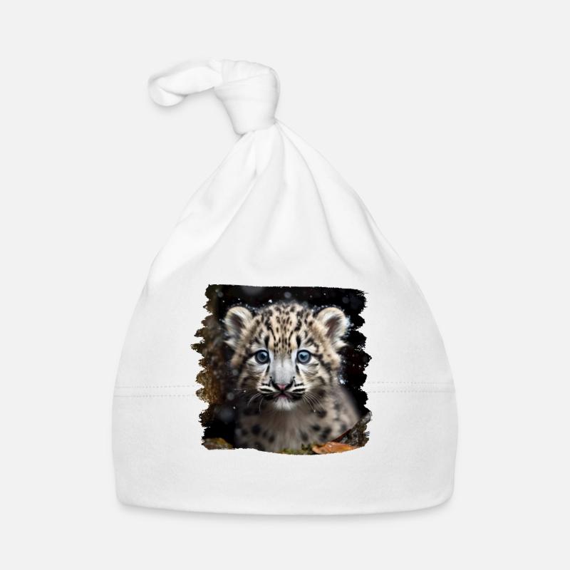 Snow Leopard Snow Leopard - Organic Baby Cap - white