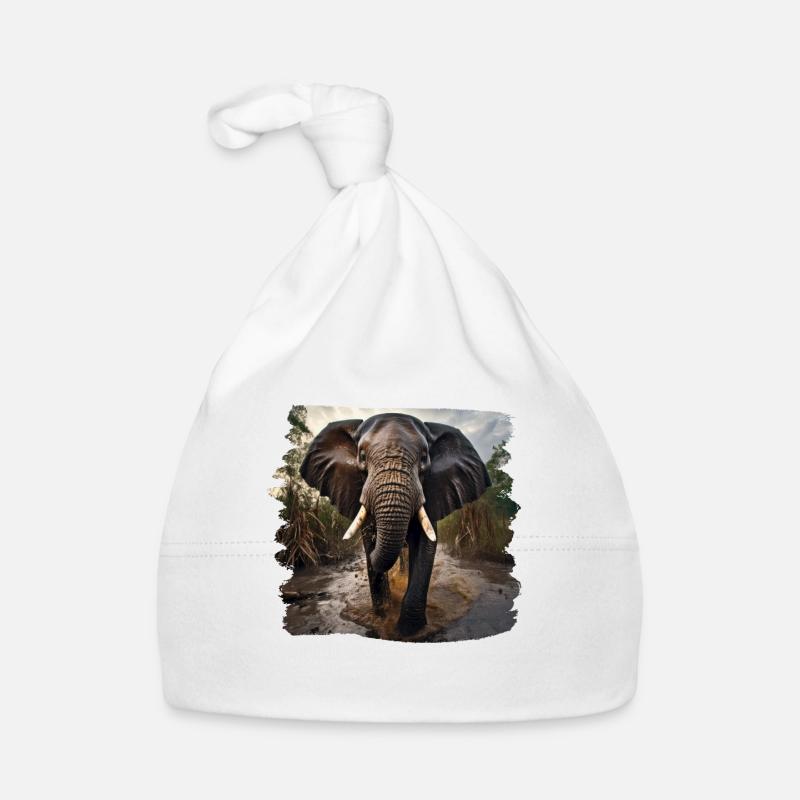 Elephant realistic elephant Organic Baby Cap