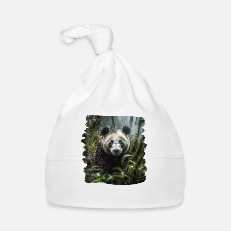 Pandas réaliste Panda Panda géant - Bonnet bio Bébé - blanc