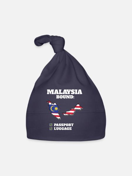 Voyage à destination de la Malaisie Drapeau malaisien - Bonnet bio Bébé - marine - Devant
