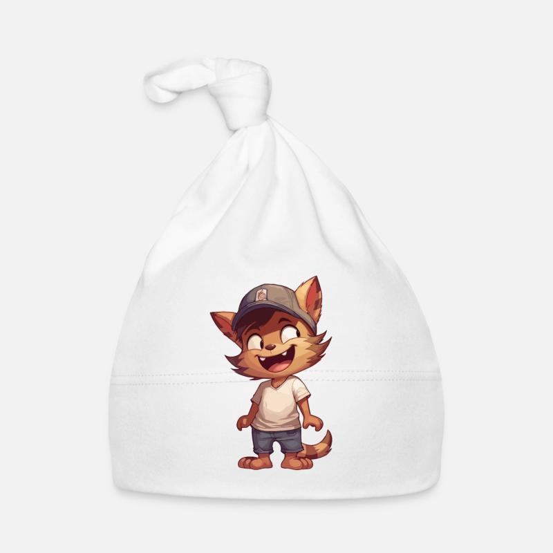 Chat de dessin animé mignon avec casquette Compagnon câlin Bonnet bio Bébé