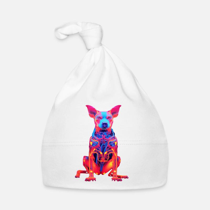 Neon Hund mit Tech-Design Baby Bio-Mütze