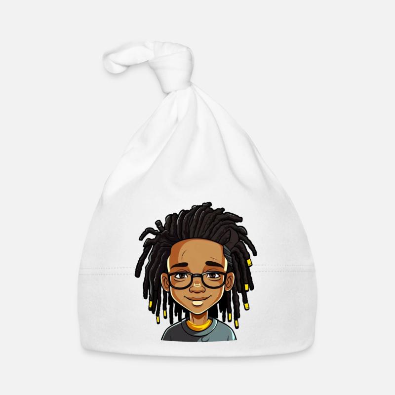 Dreadlocks with a friendly face - Organic Baby Cap - white