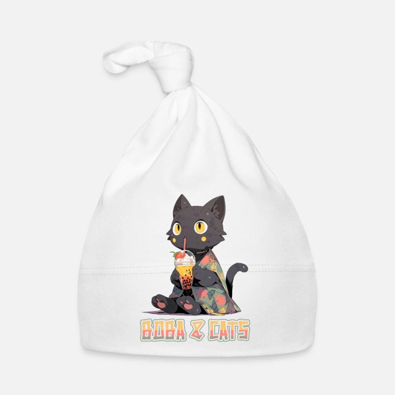 Boba and Cats Katze die Bubble Tee Mädchen Anime Baby Bio-Mütze