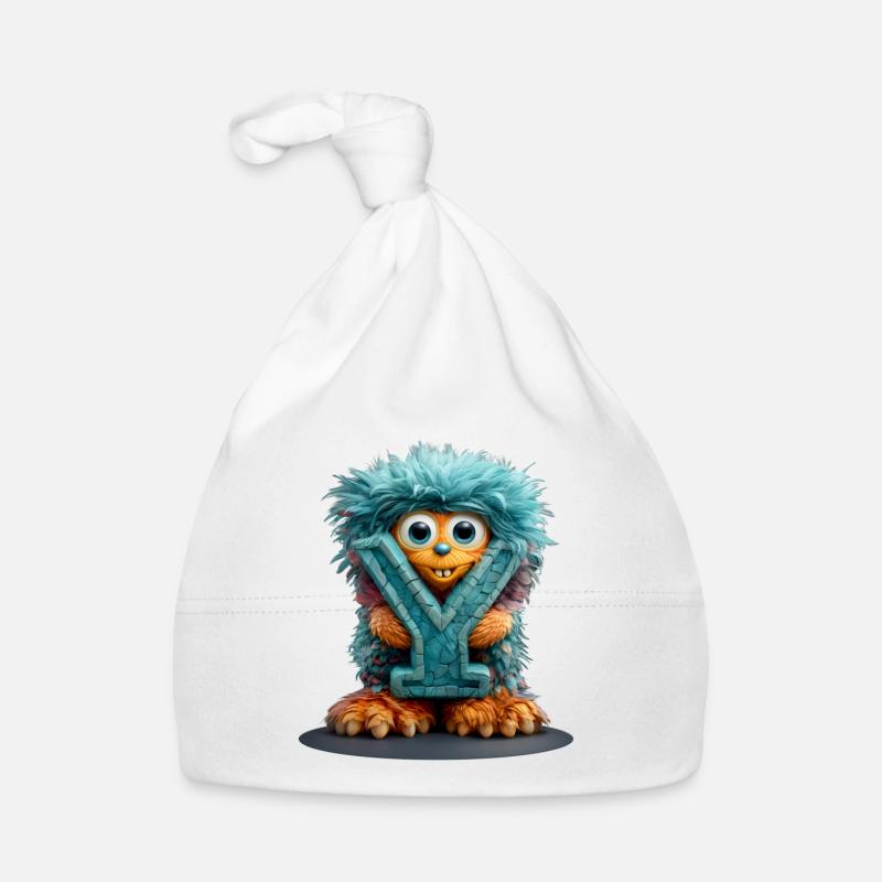 Monster und mit blauer Schrift Baby Bio-Mütze