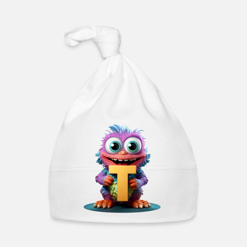 Monstre coloré avec la lettre T Bonnet bio Bébé