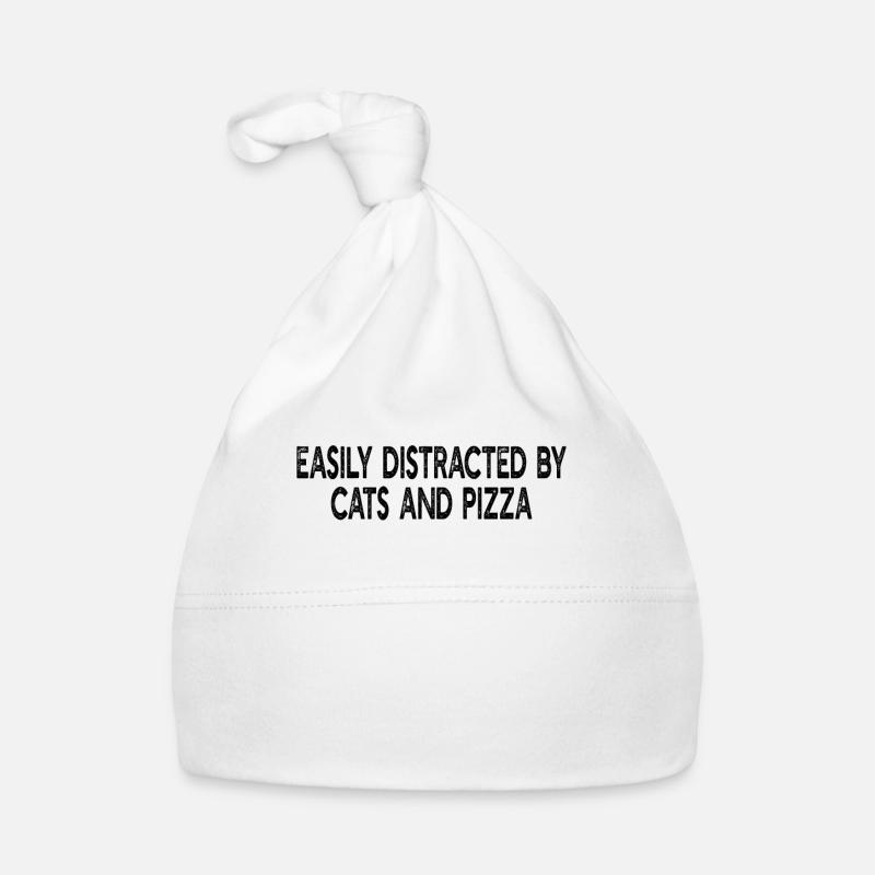 Facilement distrait par les chats et la pizza - Cat Lover Pi Bonnet bio Bébé