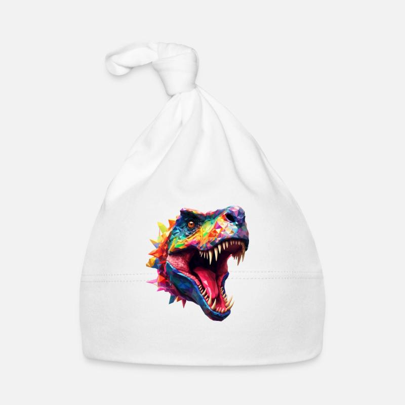 Polygon T-Rex Dinosaur - Organic Baby Cap - white