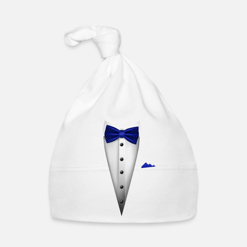 Tuxedo design with Bowtie For Weddings And Organic Baby Cap