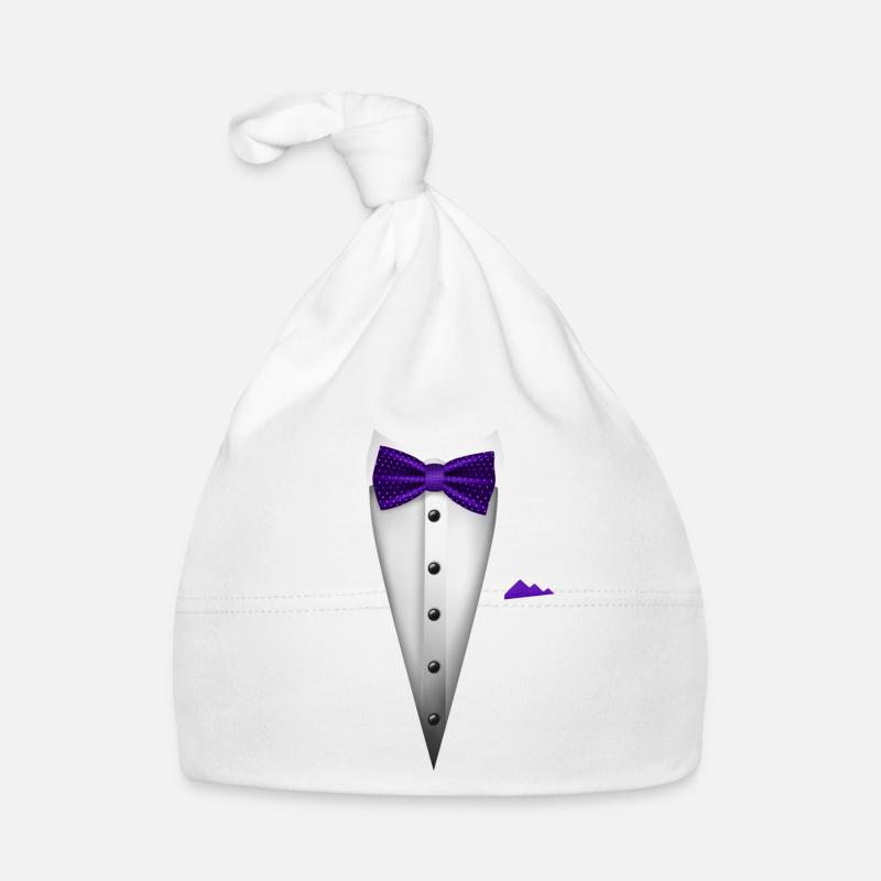 Tuxedo design with Bowtie For Weddings And Organic Baby Cap