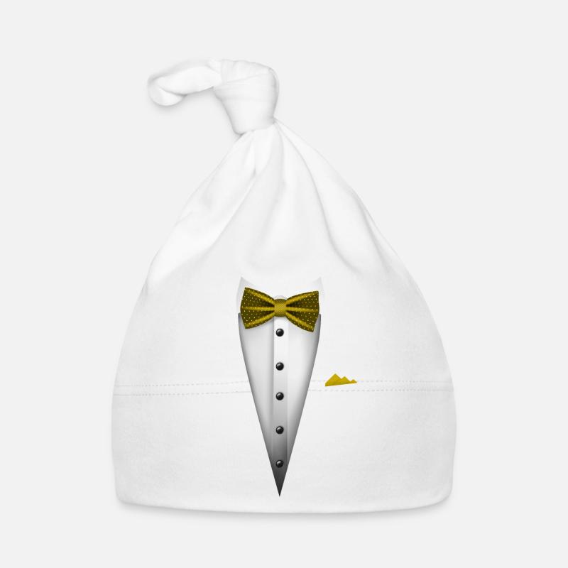 Tuxedo design with Bowtie For Weddings And Organic Baby Cap