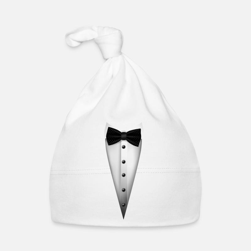 Tuxedo design with Bowtie For Weddings And Organic Baby Cap