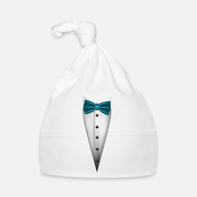Tuxedo design with Bowtie For Weddings And Organic Baby Cap