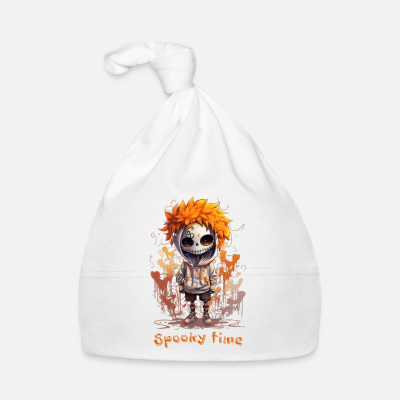 Spooky time Halloween Ghost Time Skeleton Ghost Organic Baby Cap