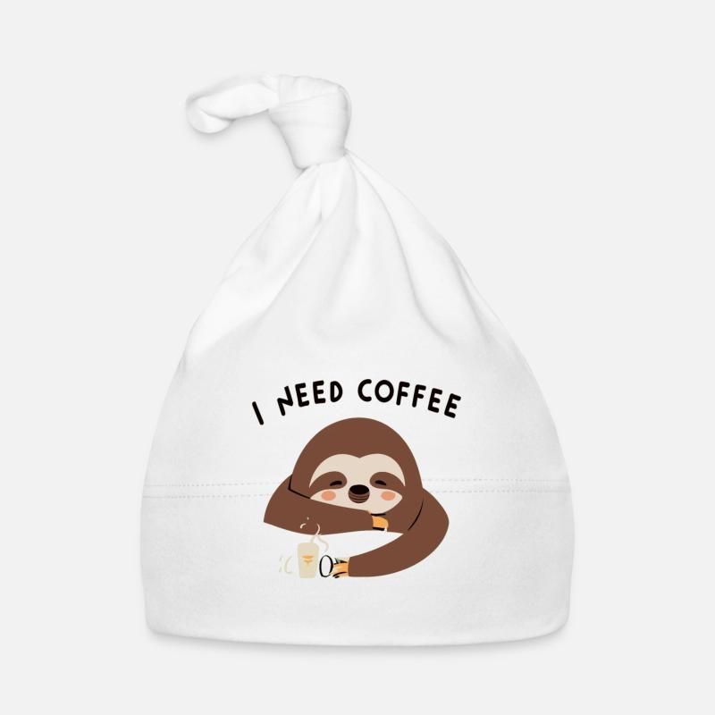 Faultier I Need Coffee Baby Bio-Mütze