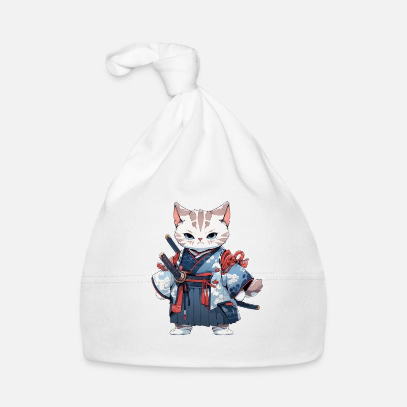 Chat d’Asie Samouraï japonais Samouraï - Bonnet bio Bébé - blanc