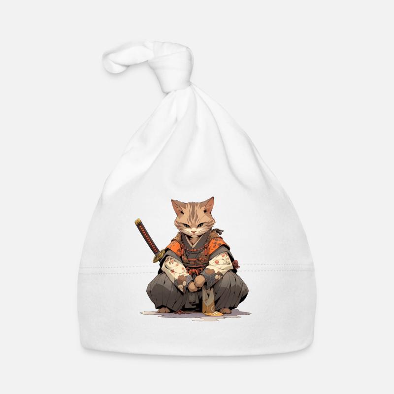 Chat d’Asie Samouraï japonais Samouraï - Bonnet bio Bébé - blanc