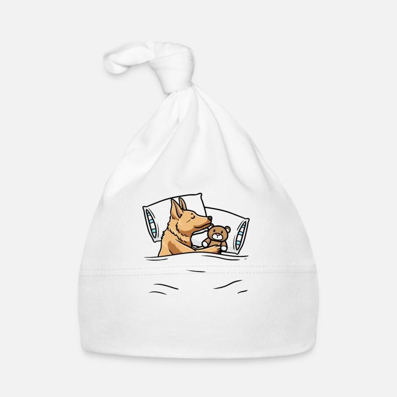 Perro Pastor Vasco Dog sleeping with cuddly toy Organic Baby Cap