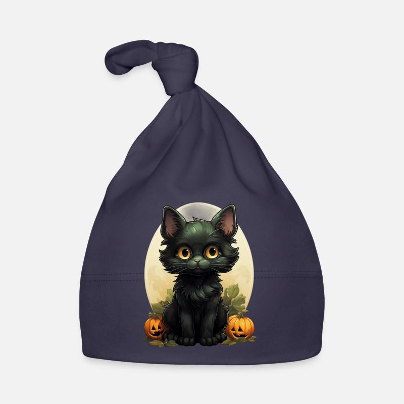 Black Cat Halloween Pumpkin - Cat Organic Baby Cap