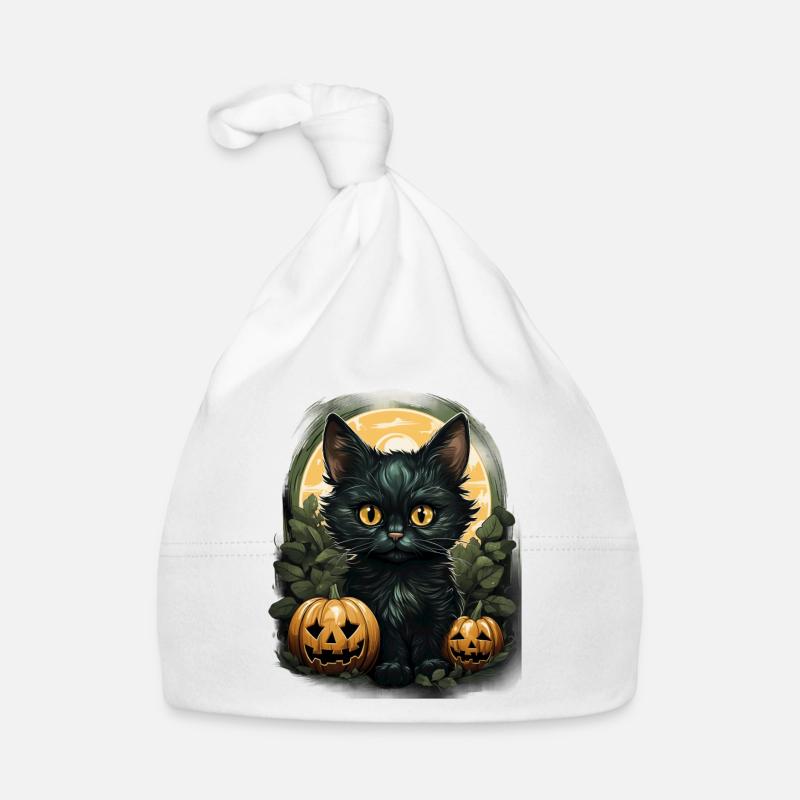 Black Cat Halloween Pumpkin - Cat Baby Bio-Mütze