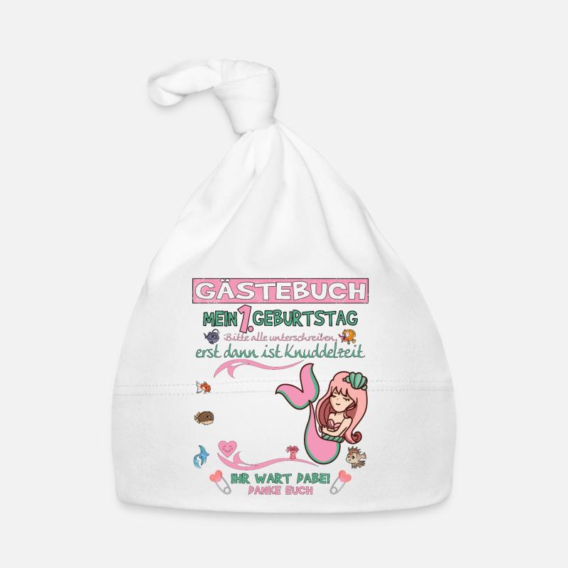 1. Geburtstag Mädchen & Junge Gästebuch Baby Bio-Mütze