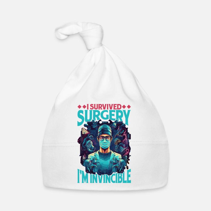 I Survived Surgery, I'm Invincible 8 Organic Baby Cap