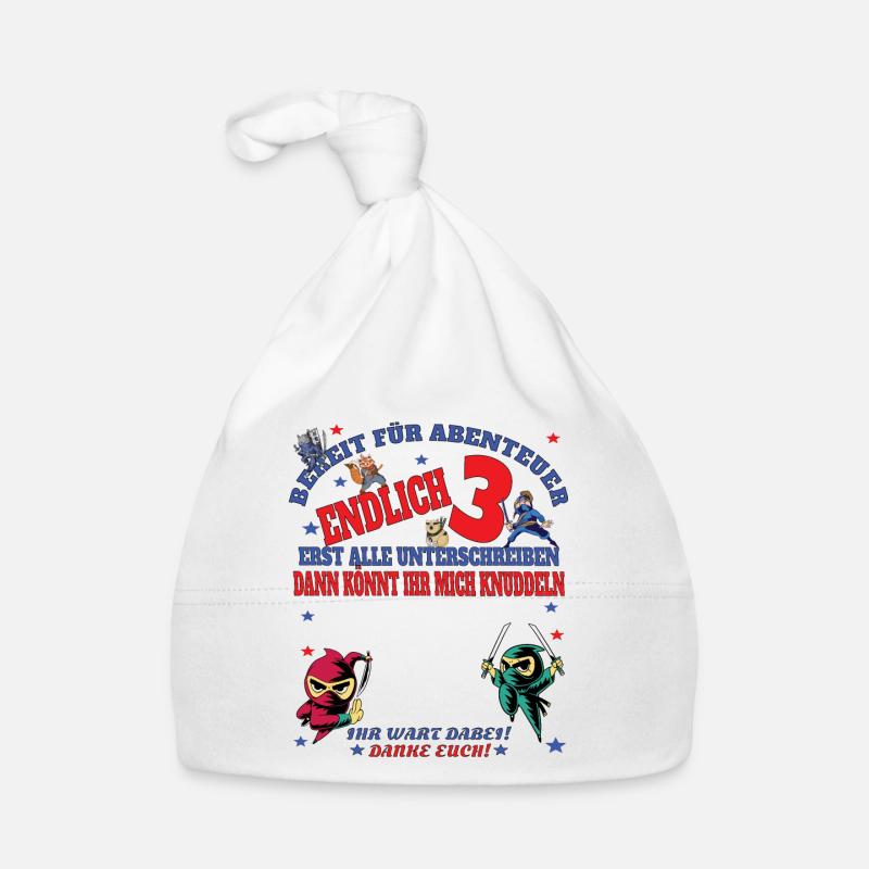 3. Geburtstag Junge & Mädchen Gästebuch Baby Bio-Mütze