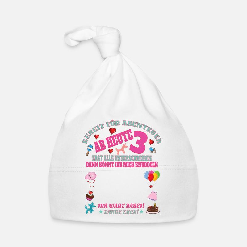 3. Geburtstag Mädchen & Junge Gästebuch Baby Bio-Mütze