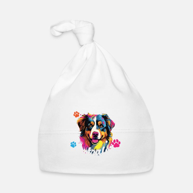 Australian Shepherd Pop Art & Dog Lover & Splash Organic Baby Cap