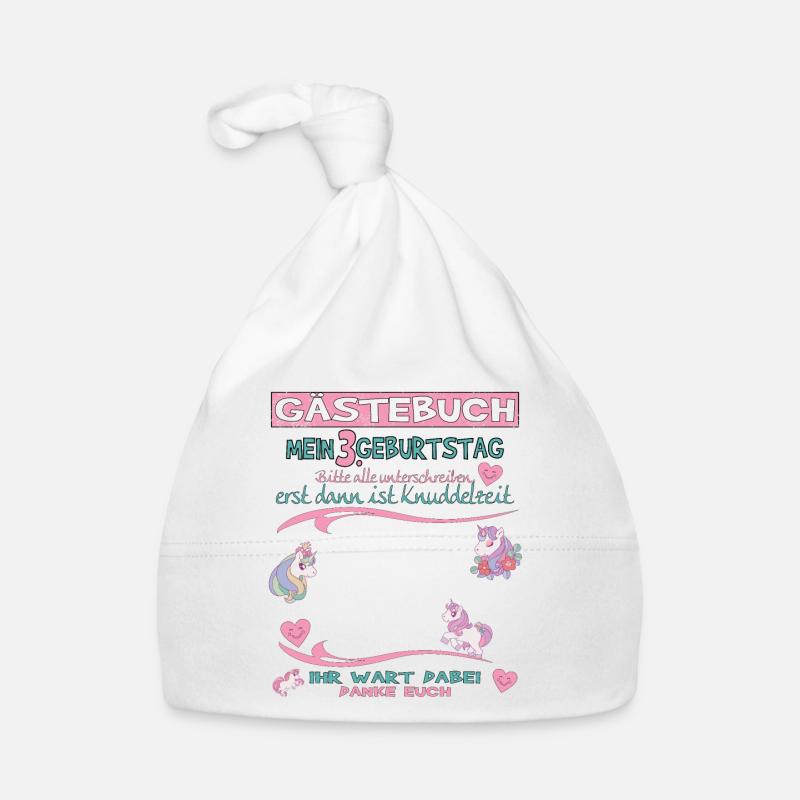 3. Geburtstag Mädchen & Junge Gästebuch Baby Bio-Mütze