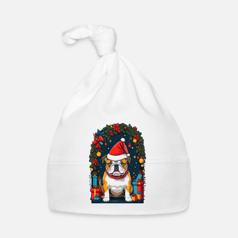 Drôle de bouledogue avec chapeau de Père Noël Bonnet bio Bébé