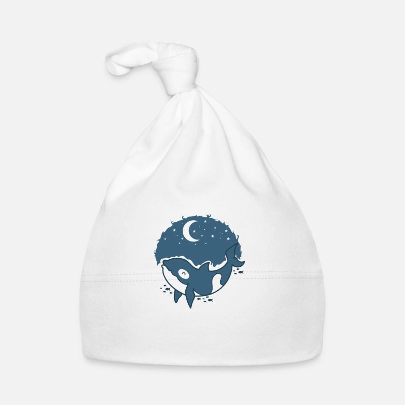 Whale with moon and stars Organic Baby Cap