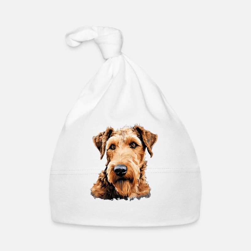 Hund Airedale Terrier - Baby Bio-Mütze - Weiß