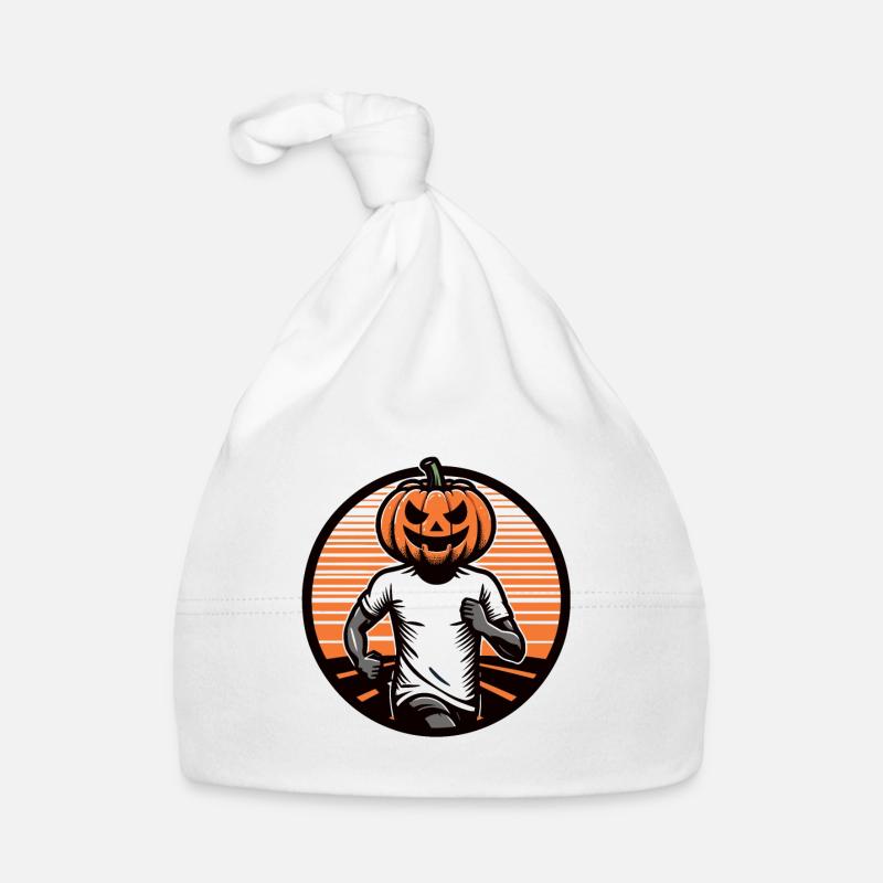 Halloween runner with a pumpkin head Organic Baby Cap