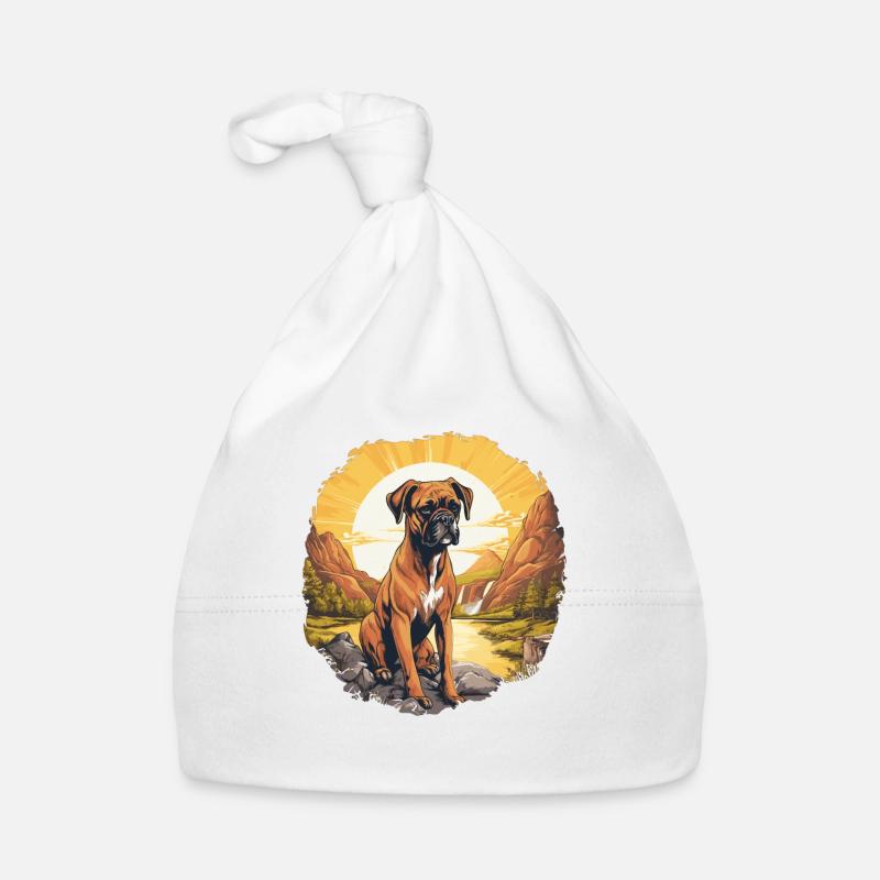 Hund Boxer - Baby Bio-Mütze - Weiß