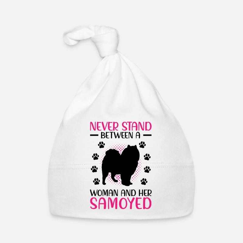 Femme et son Samoyède Samoyède Spitz Bonnet bio Bébé