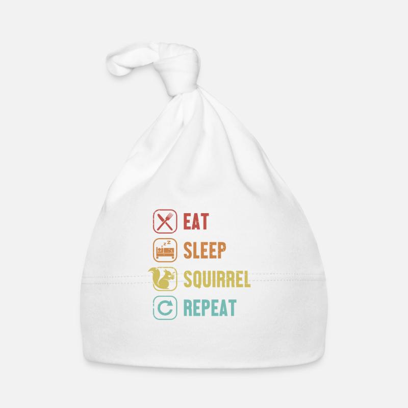 Eat Sleep Squirrel Repeat Squirrel Grauhörnchen Baby Bio-Mütze