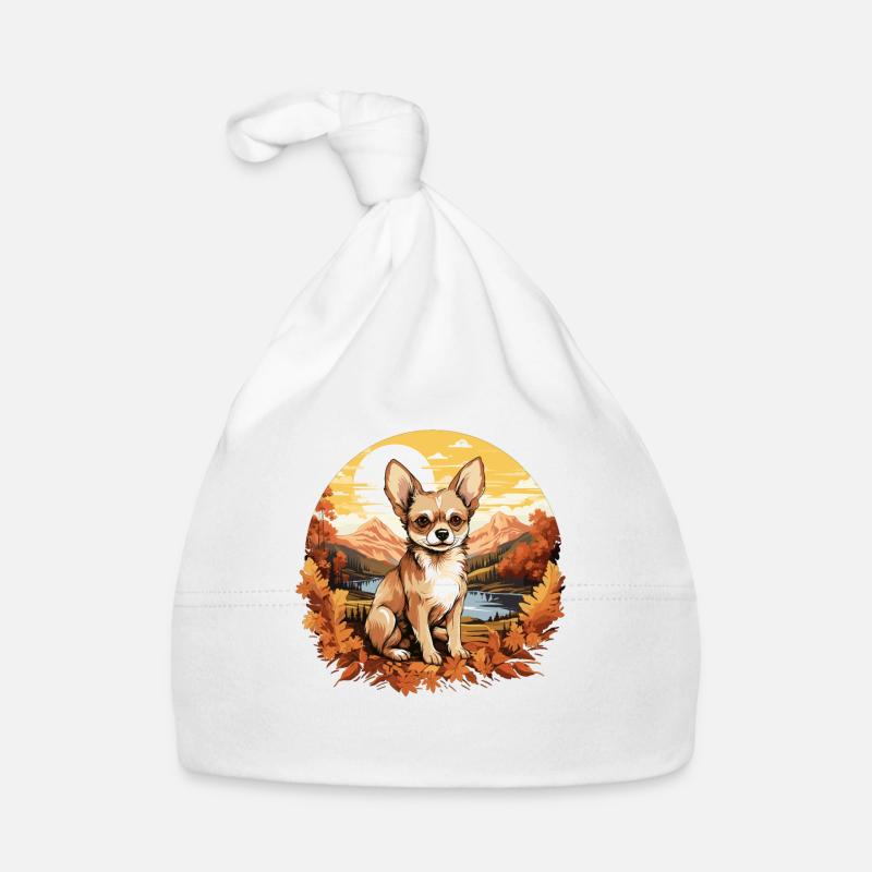 Chien Chihuahua - Bonnet bio Bébé - blanc