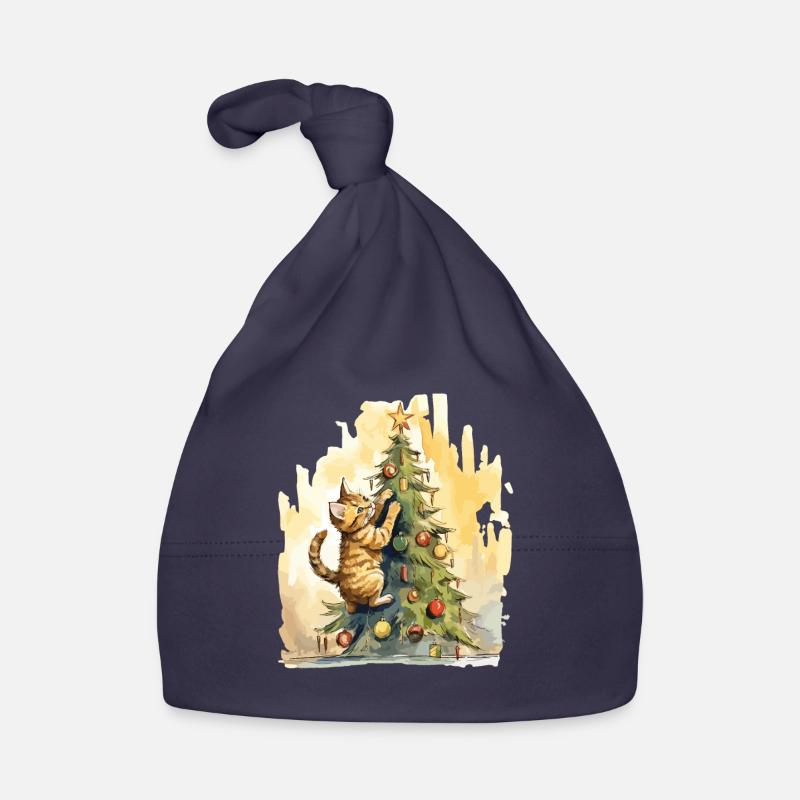Weihnachtsbaum Katzen Cat Tree Kätzchen Geschenk Baby Bio-Mütze