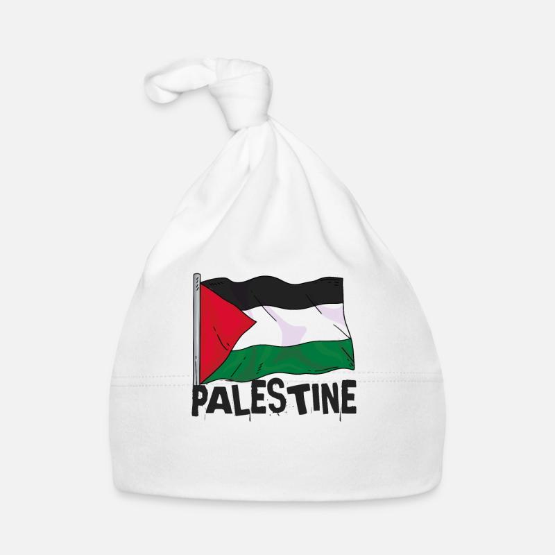 Drapeau de la Palestine - Bonnet bio Bébé - blanc