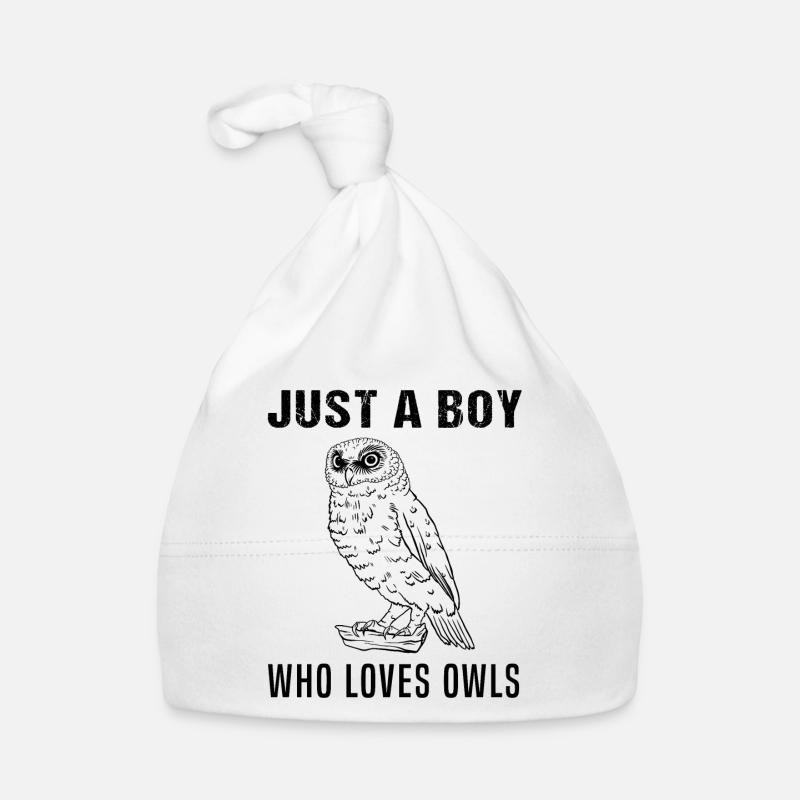 Junge liebt Eulen - Englischer Spruch Geschenk Baby Bio-Mütze