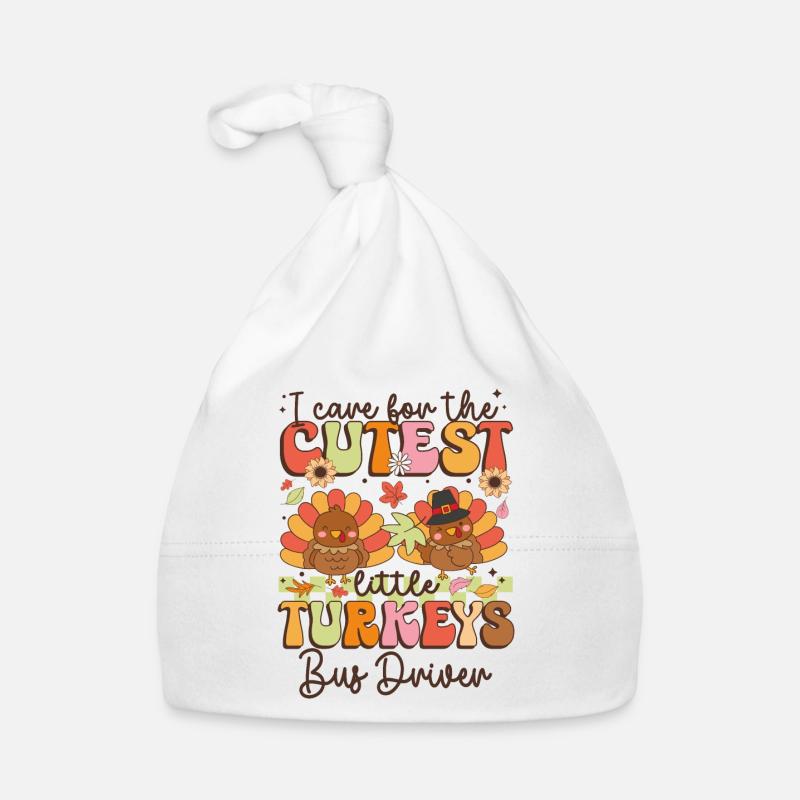 Chauffeur de bus Je m’occupe des dindes les plus mignonnes Thanksgiv Bonnet bio Bébé